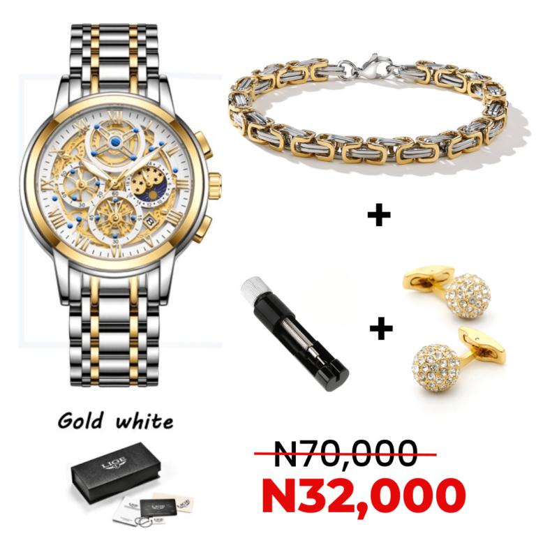 Gold White + Cufflinks-min