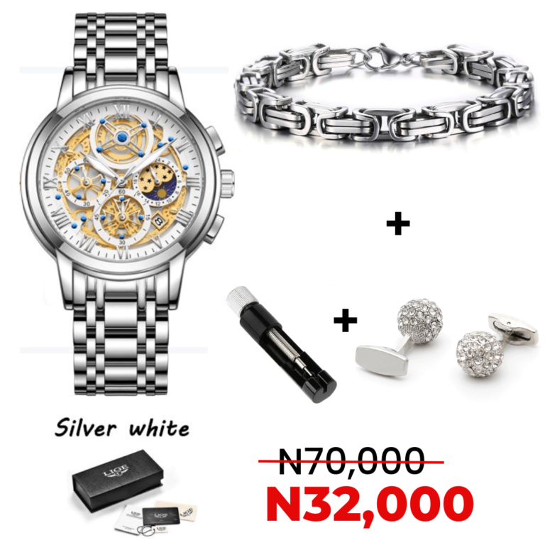 Silver White + Cufflinks-min